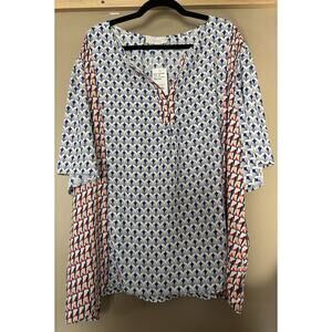 Weekend Suzanne Betro Top Blouse 4X Multicolor Floral Lightweight Boho NWT